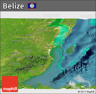 Satellite Panoramic Map of Belize