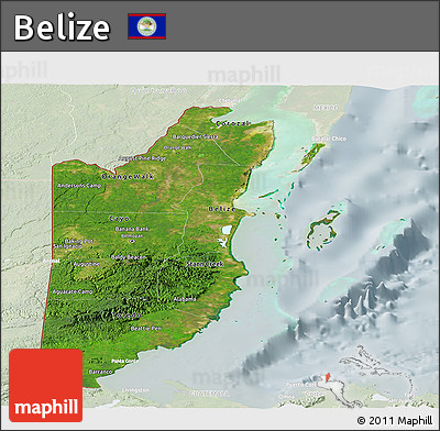 Satellite Panoramic Map of Belize, lighten