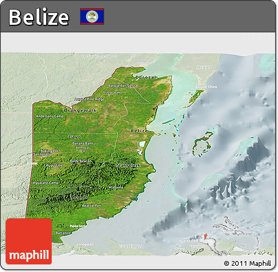 Satellite Panoramic Map of Belize, lighten