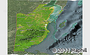 Satellite Panoramic Map of Belize, semi-desaturated