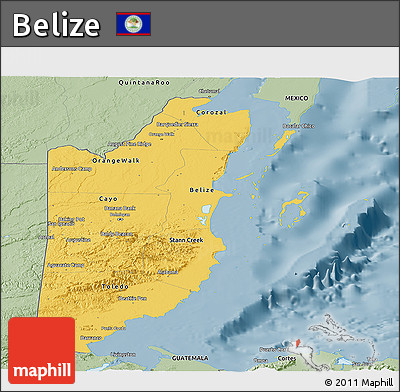 Savanna Style Panoramic Map of Belize