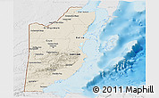 Shaded Relief Panoramic Map of Belize, lighten, desaturated, land only