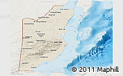 Shaded Relief Panoramic Map of Belize, lighten, land only