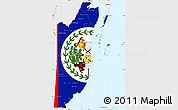 Flag Simple Map of Belize, single color outside, borders and labels, flag aligned to the middle