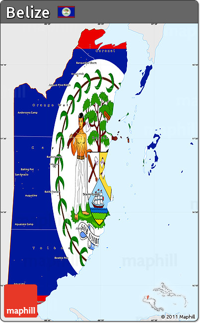 Flag Simple Map of Belize, single color outside
