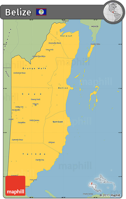 Savanna Style Simple Map of Belize