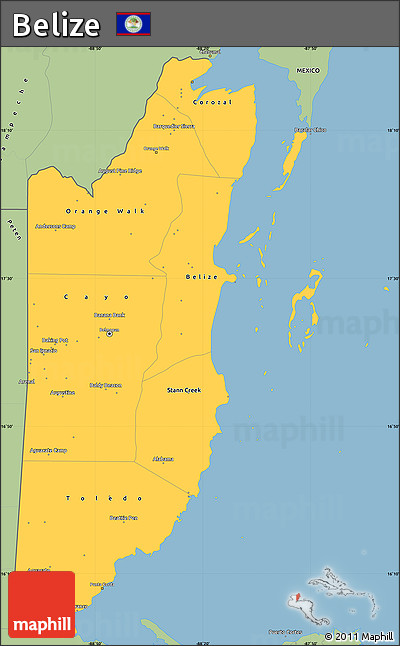 Savanna Style Simple Map of Belize