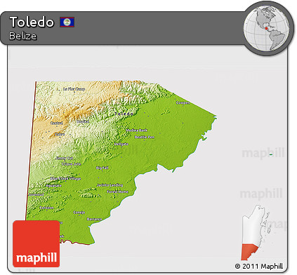 Physical 3D Map of Toledo, cropped outside