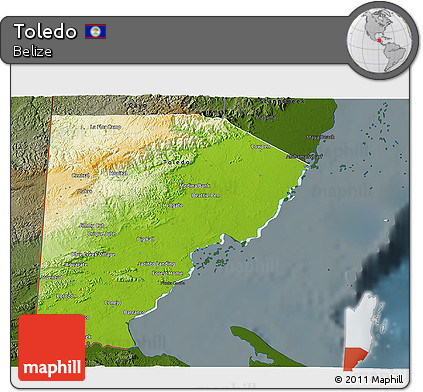 Physical 3D Map of Toledo, darken