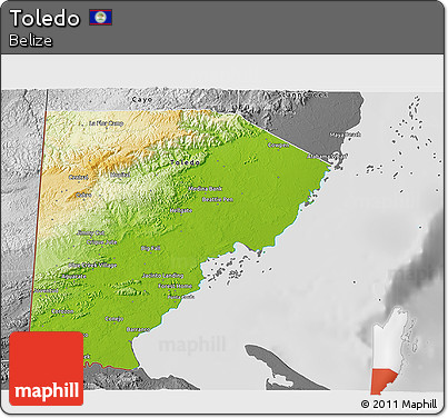 Physical 3D Map of Toledo, desaturated