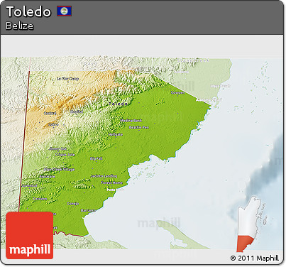 Physical 3D Map of Toledo, lighten