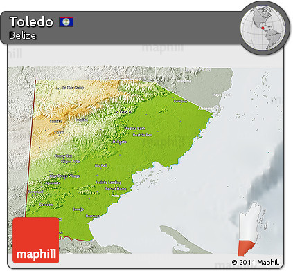 Physical 3D Map of Toledo, lighten, semi-desaturated