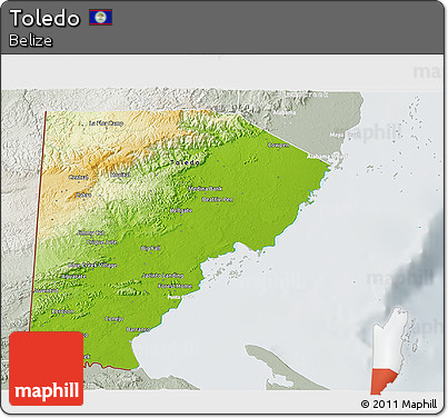 Physical 3D Map of Toledo, lighten, semi-desaturated