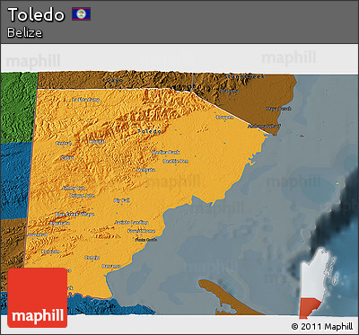 Political 3D Map of Toledo, darken