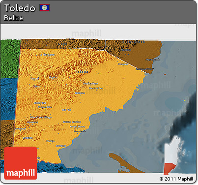 Political 3D Map of Toledo, darken