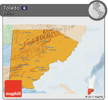 Political 3D Map of Toledo, lighten