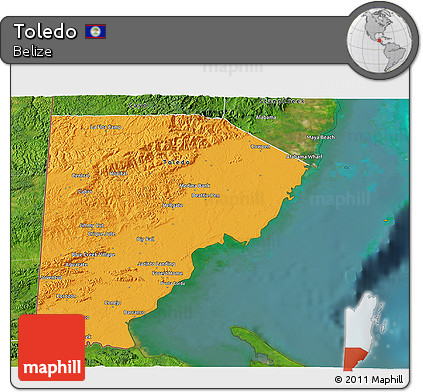 Political 3D Map of Toledo, satellite outside