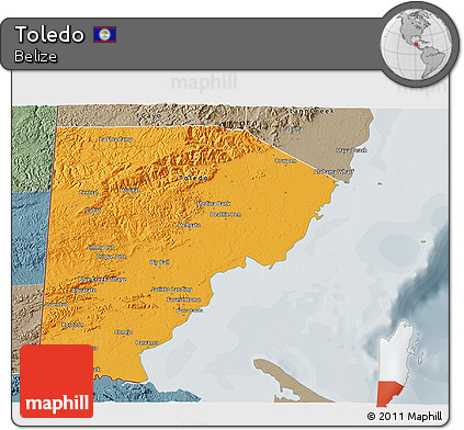 Political 3D Map of Toledo, semi-desaturated