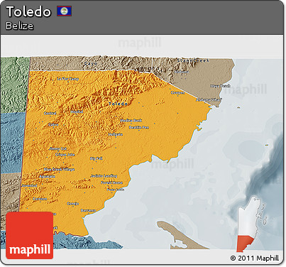 Political 3D Map of Toledo, semi-desaturated