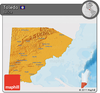 Political 3D Map of Toledo, single color outside