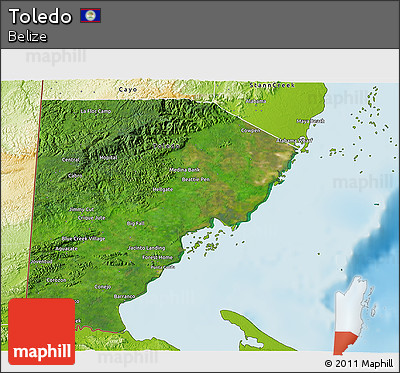 Satellite 3D Map of Toledo, physical outside