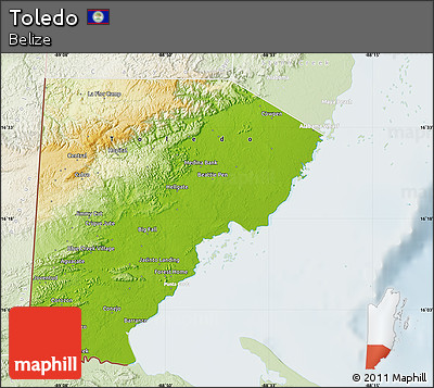 Physical Map of Toledo, lighten