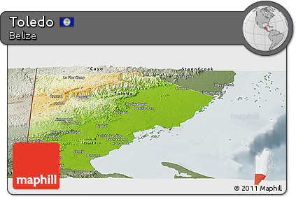 Physical Panoramic Map of Toledo, semi-desaturated