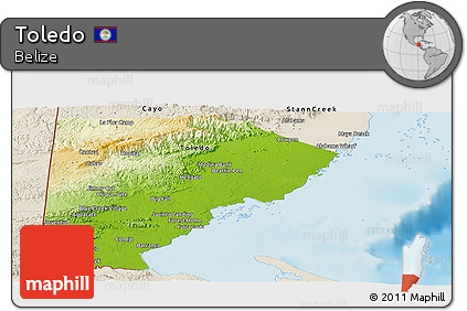 Physical Panoramic Map of Toledo, shaded relief outside