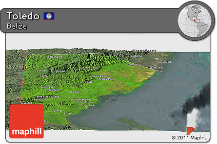 Satellite Panoramic Map of Toledo, semi-desaturated