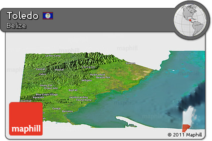 Satellite Panoramic Map of Toledo, single color outside