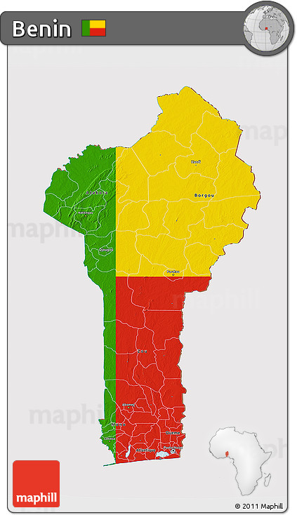 Flag 3D Map of Benin
