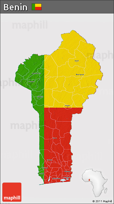 Flag 3D Map of Benin