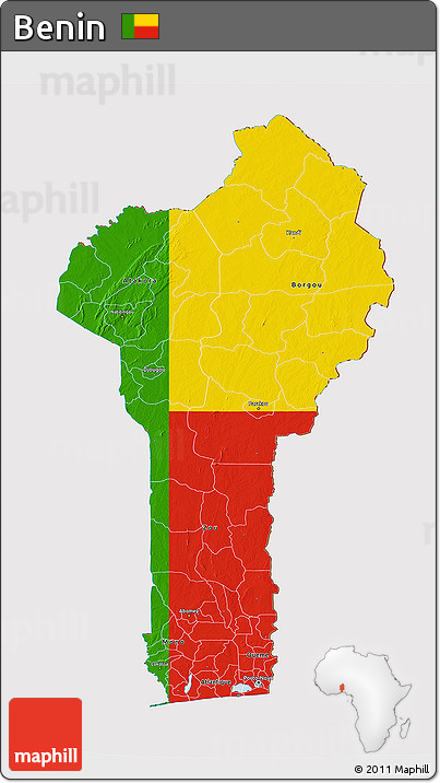 Flag 3D Map of Benin
