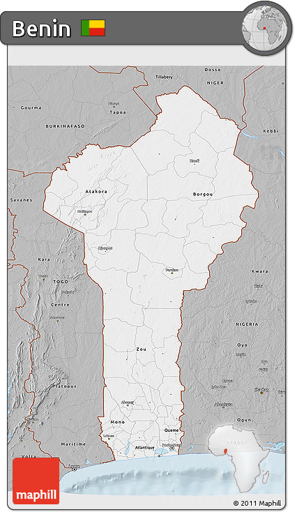 Gray 3D Map of Benin