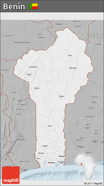 Gray 3D Map of Benin