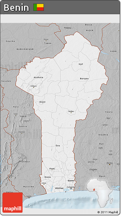 Gray 3D Map of Benin