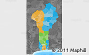 Political 3D Map of Benin, darken, desaturated, land only