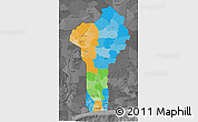 Political 3D Map of Benin, darken, desaturated