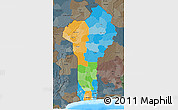 Political 3D Map of Benin, darken, semi-desaturated, land only
