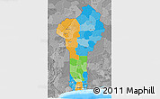 Political 3D Map of Benin, desaturated, land only