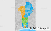 Political 3D Map of Benin, lighten, desaturated, land only
