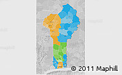 Political 3D Map of Benin, lighten, desaturated