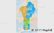 Political 3D Map of Benin, lighten