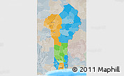Political 3D Map of Benin, lighten, semi-desaturated, land only