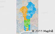 Political 3D Map of Benin, lighten, semi-desaturated