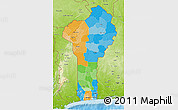 Political 3D Map of Benin, physical outside