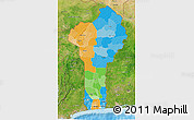 Political 3D Map of Benin, satellite outside, bathymetry sea