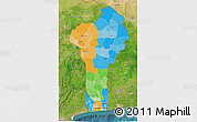 Political 3D Map of Benin, satellite outside