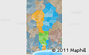 Political 3D Map of Benin, semi-desaturated, land only