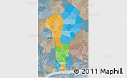 Political 3D Map of Benin, semi-desaturated